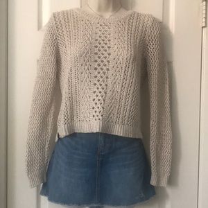 Madewell Open Weave Crop Beige Sweater